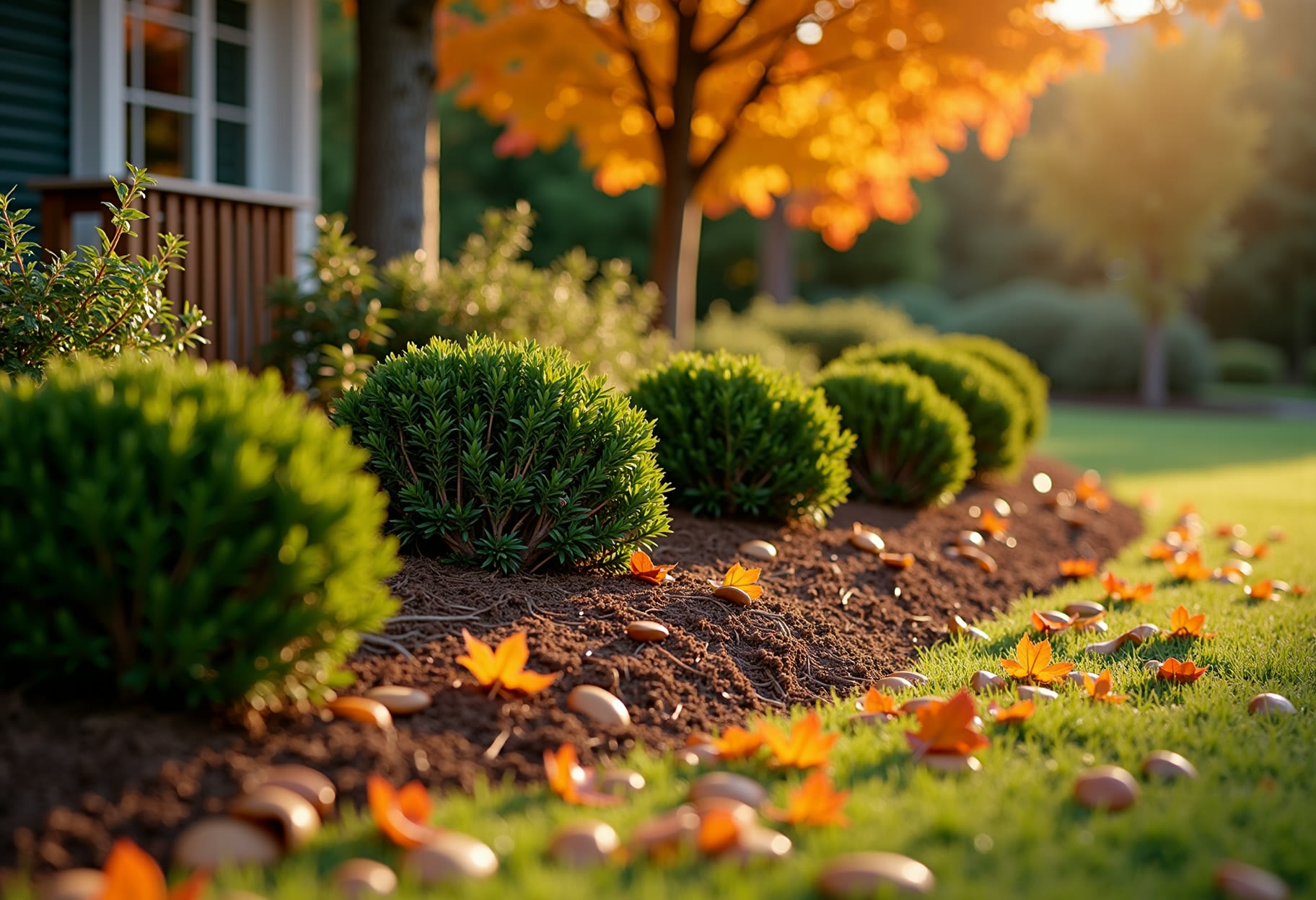 Fall cleanup and fresh hardwood mulch in Nichols Hills